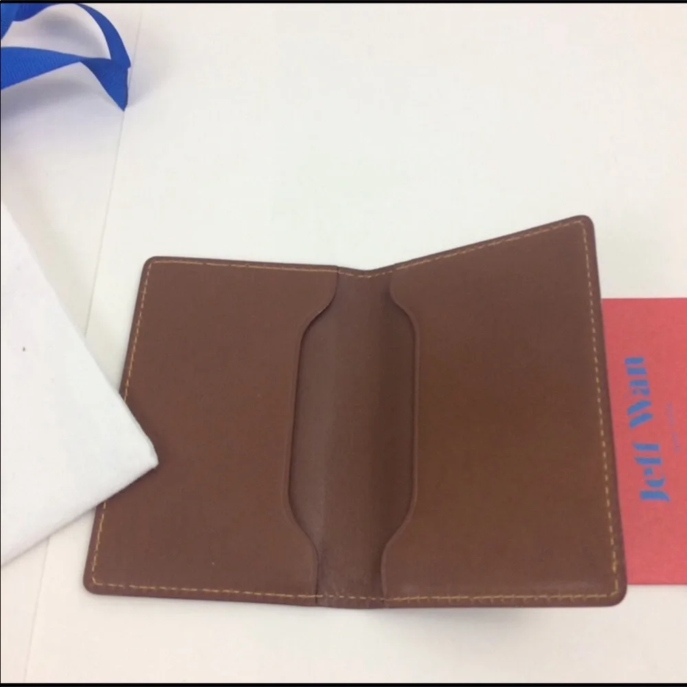Jeff Wan Leather Card Wallet in Coco